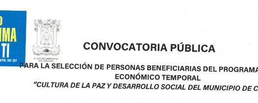 CONVOCATORIA PÚBLICO Apoyo Económico Temporal -